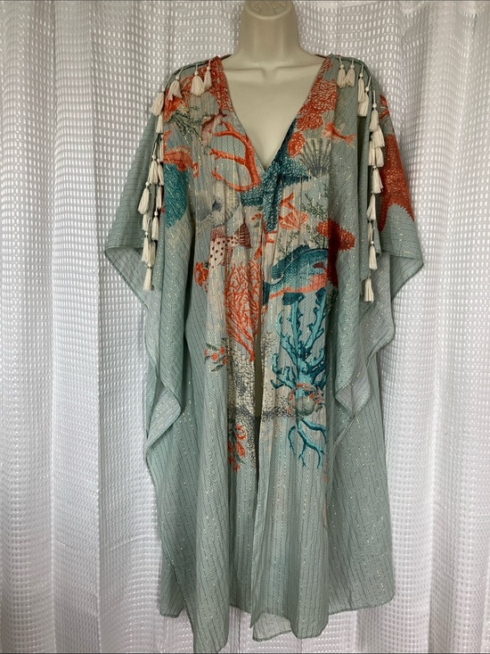 Aratta Silent Journey Other - Aratta Silent Journey Coral Reef Tassel Kimono Cover Up